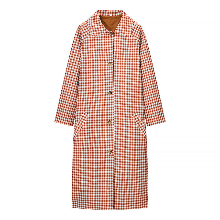 Zuri | Casual Checked Shirt Coat Brown White Long