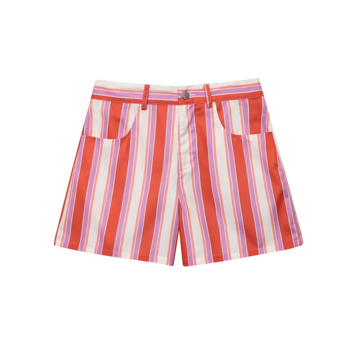 Margot | Y2K Striped Tailored Shorts Red White High Waisted