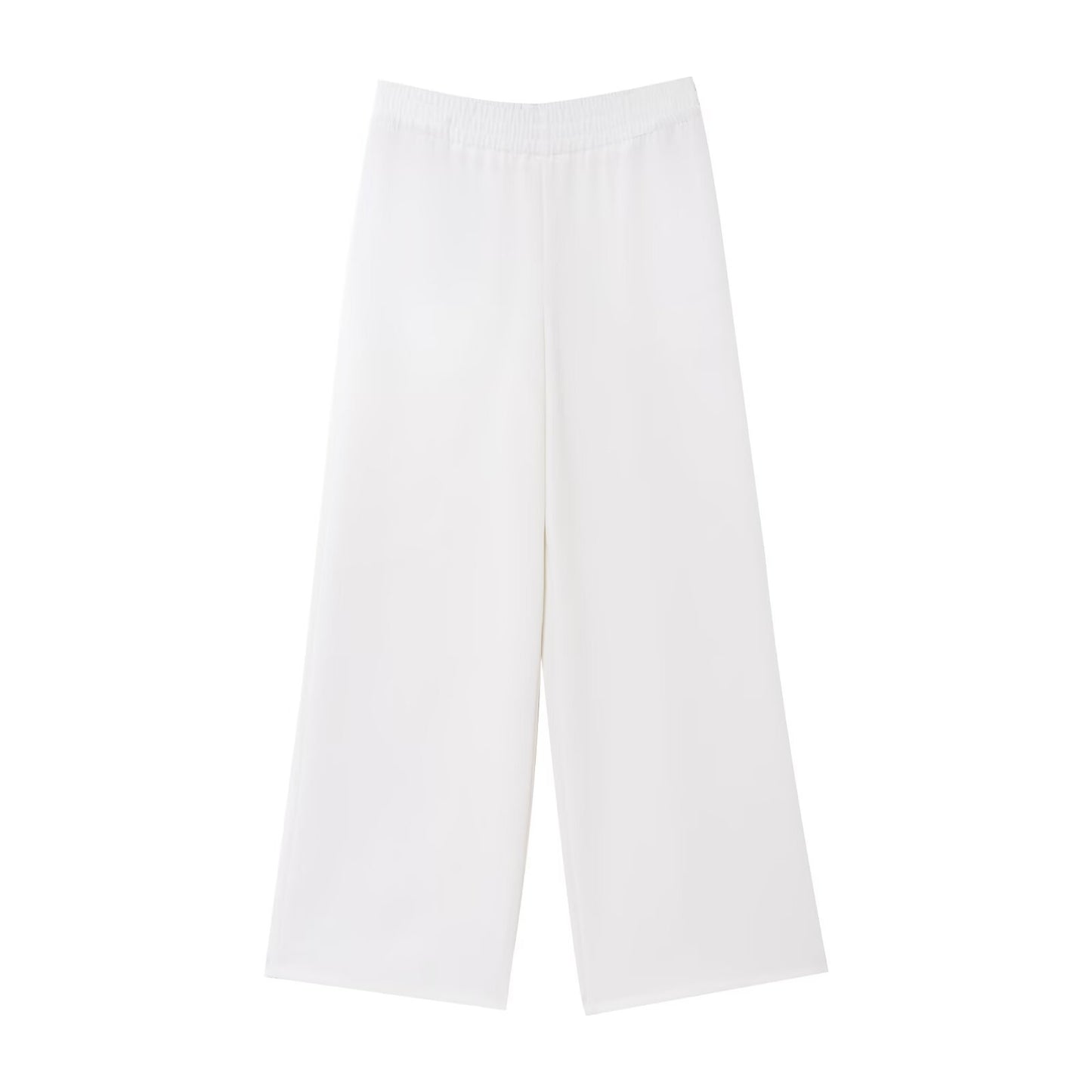 Aria | Casual Wide Leg Trousers White Relaxed Fit