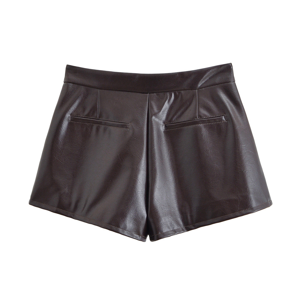 Iris | Faux Leather Shorts Brown High Waisted