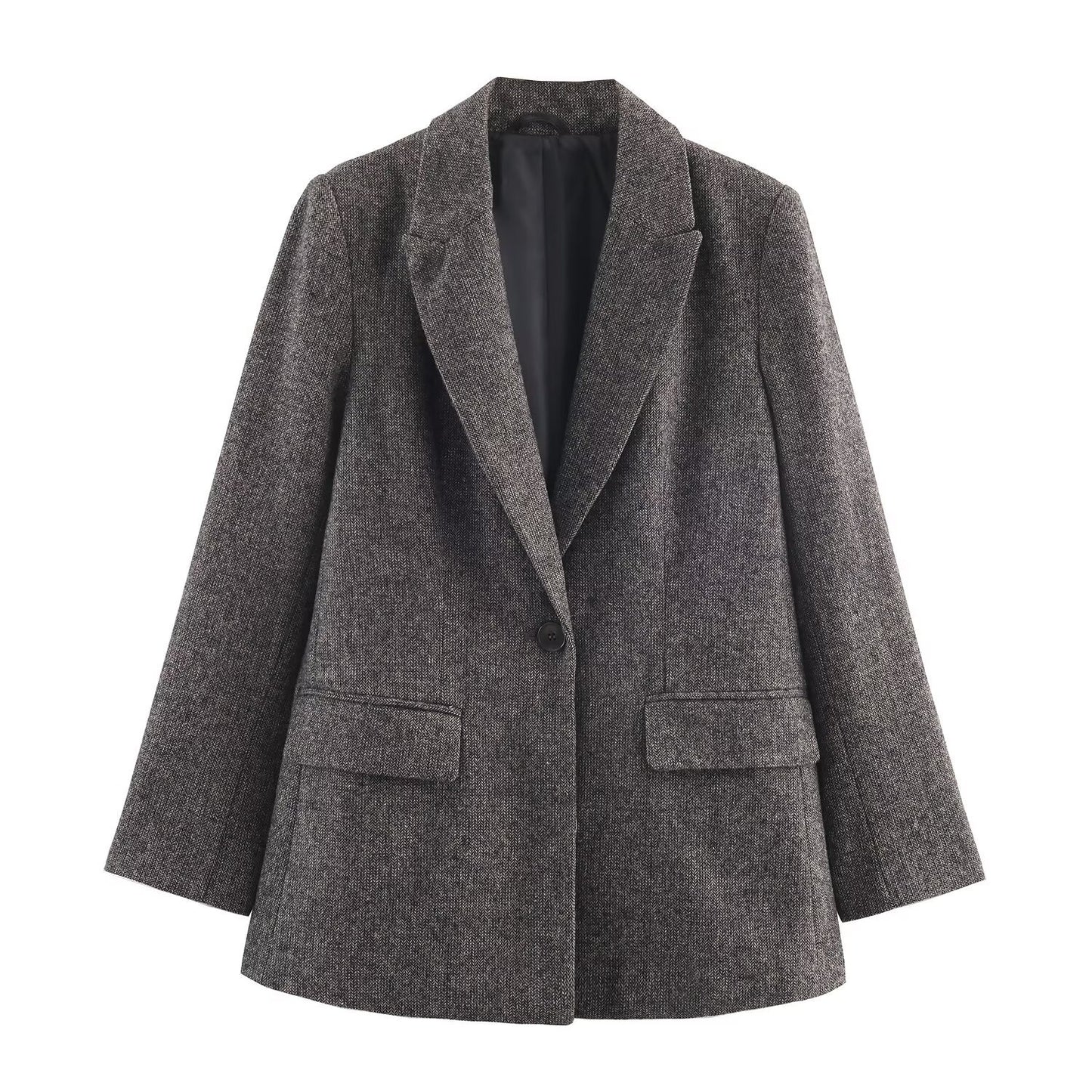Camille | Oversized Wool Blazer Charcoal Gray