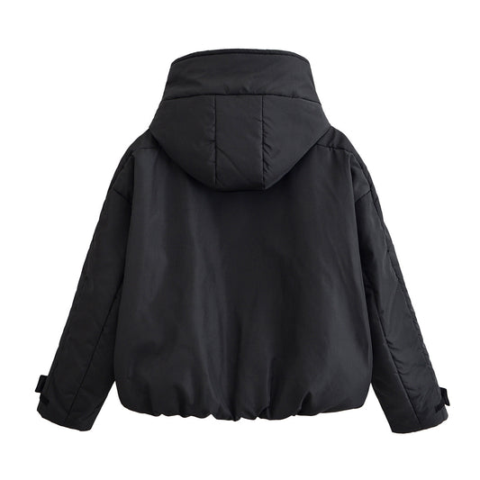 Kit | Winter Puffer Jacket Black Hooded Oversized Quilted