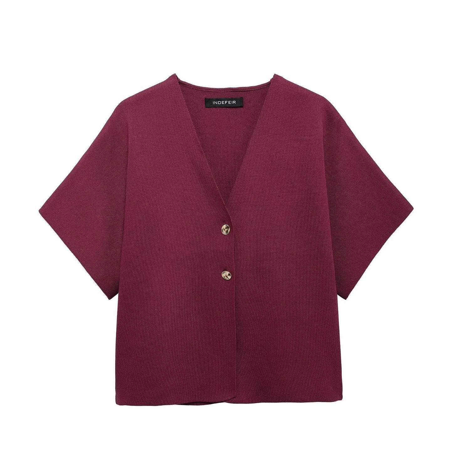 Margot | Cropped Button Up Blouse Black Short Sleeve V Neck