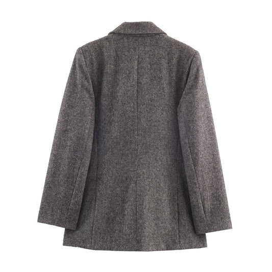 Camille | Oversized Wool Blazer Charcoal Gray