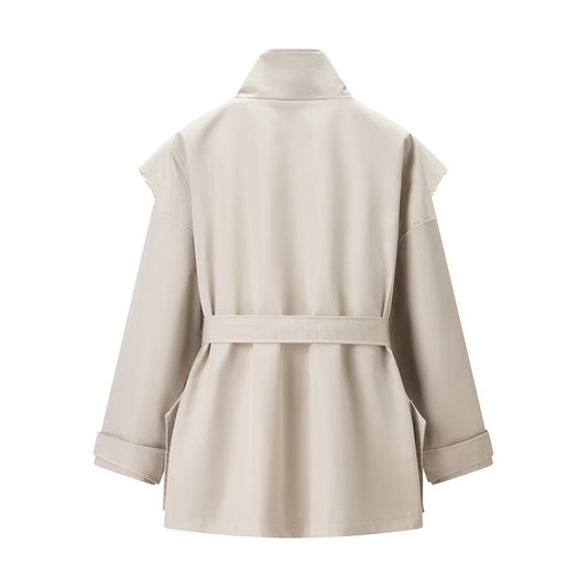 Lyra | Elegant Belted Jacket Cream Long Sleeve