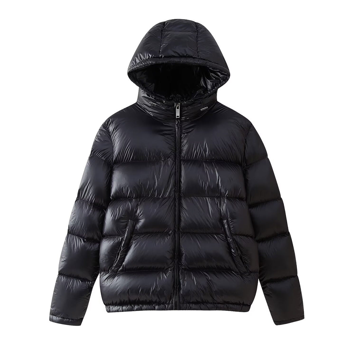 Noa | Puffer Jacket Black Hooded Quilted Cropped Zip Up