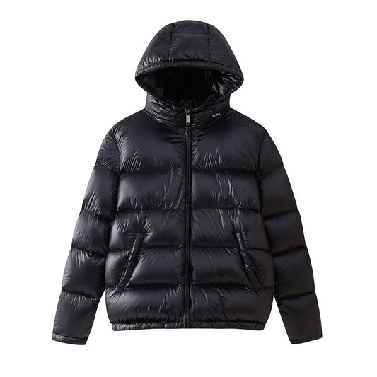 Noa | Puffer Jacket Black Hooded Quilted Cropped Zip Up