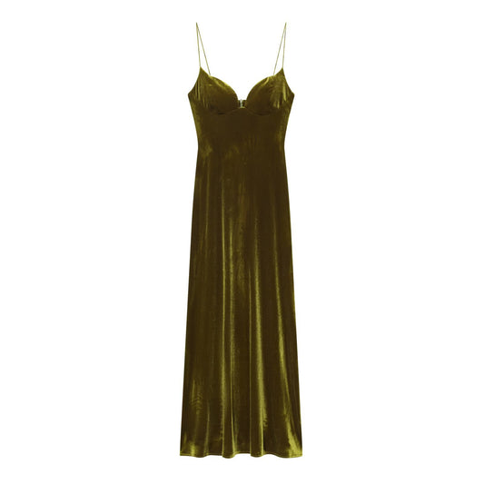 Vada | Winter Velvet Maxi Dress Green