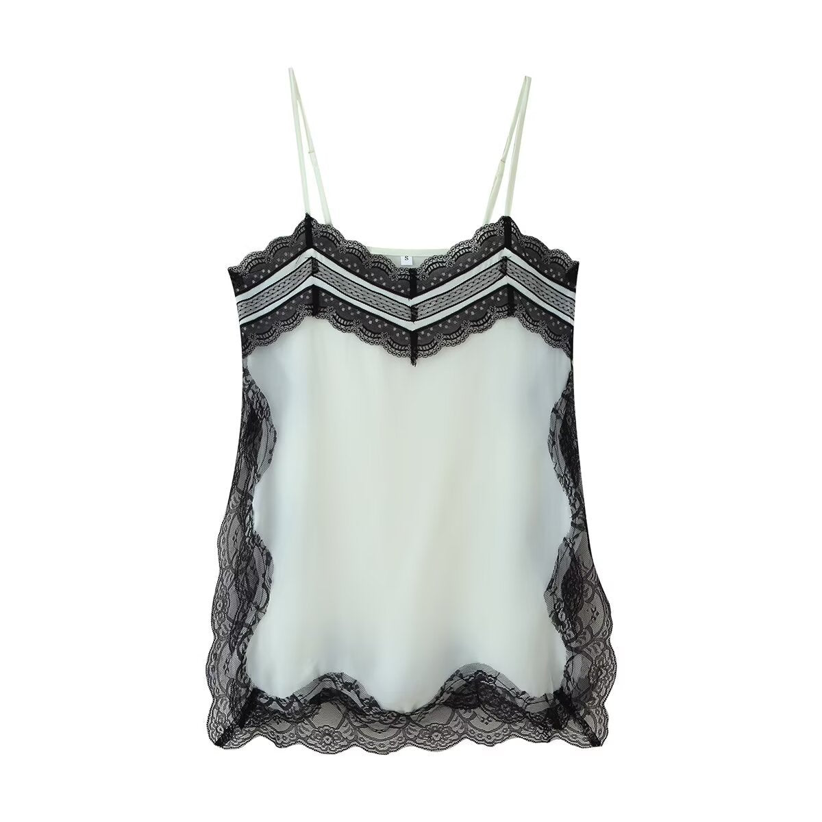 Lena | Satin Cami Top Light Blue Lace Trim