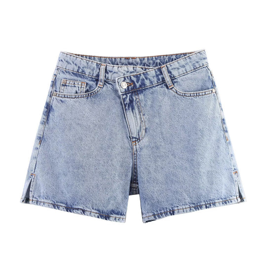 Margot | High Waisted Denim Shorts Light Blue Vintage