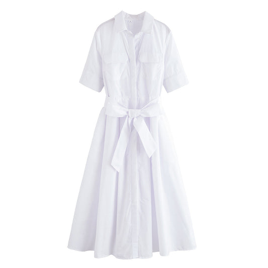 Nala | Summer Belted Shirt Maxi Dress