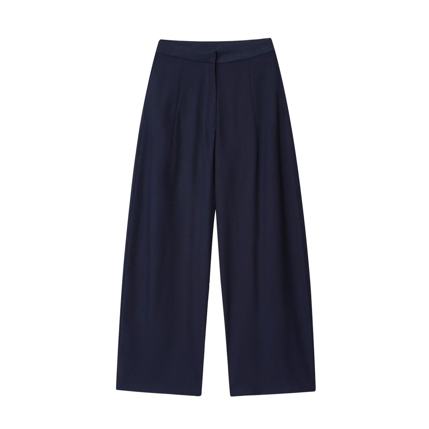 Cora | Wide Leg Pleated Pants Navy High Waisted