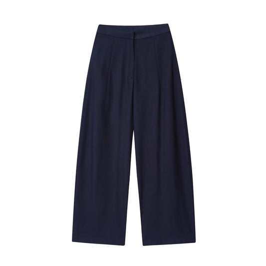 Cora | Wide Leg Pleated Pants Navy High Waisted
