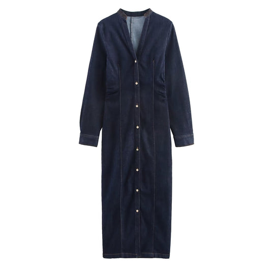 Maren | Casual Denim Maxi Dress Blue