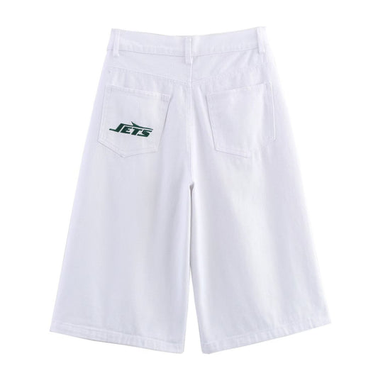 Vera | High Waisted Bermuda Shorts White Side Stripe