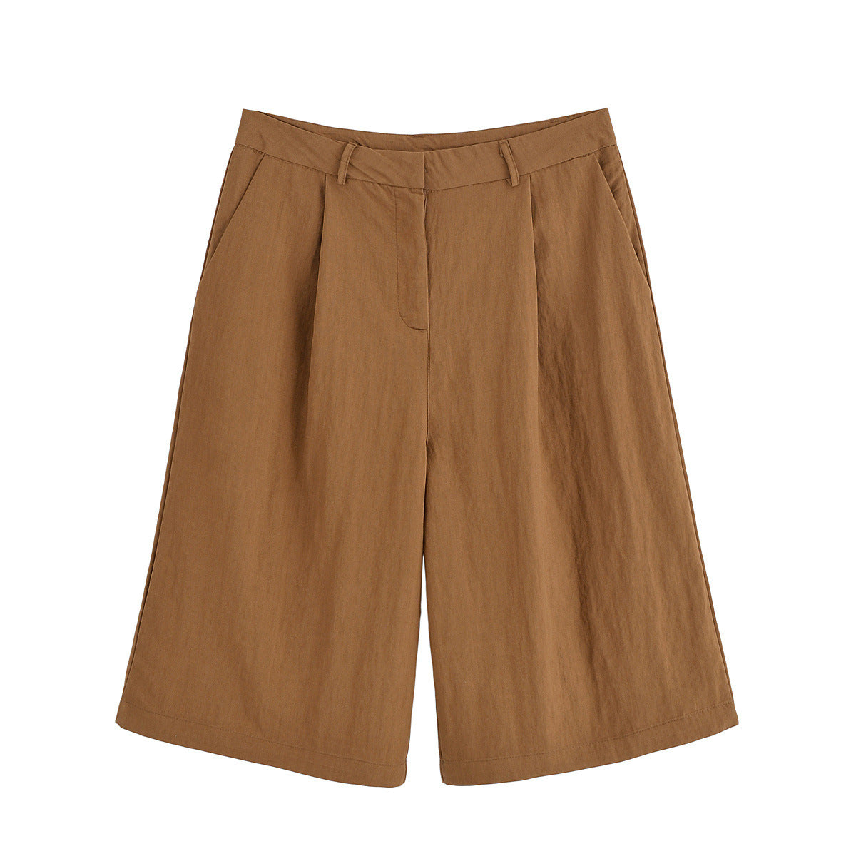 Ivy | High Waisted Wide Leg Culottes Brown Pleated Tailored