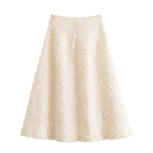 Zola | A Line Midi Skirt Cream Textured