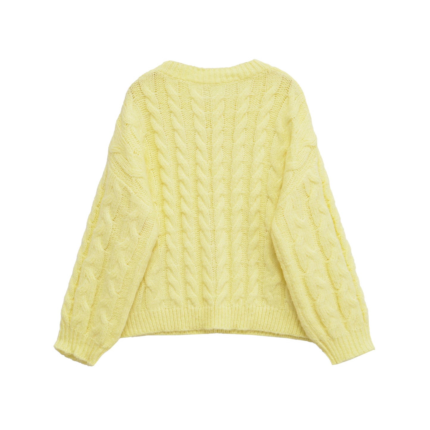 Liv | Cable Knit Sweater Yellow Crew Neck