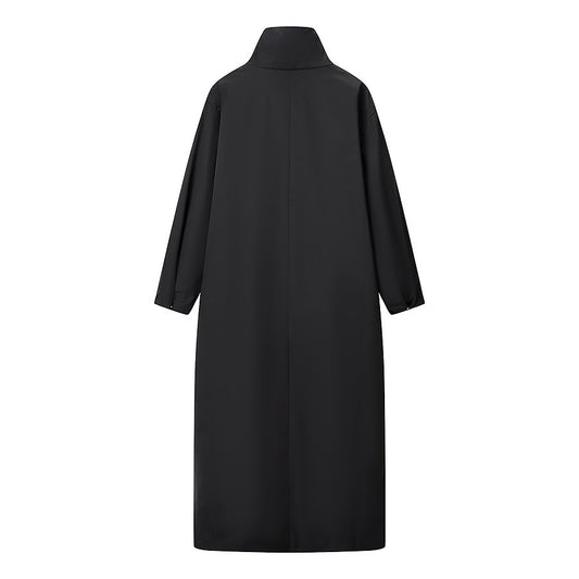 Lucia | Elegant Longline Coat Black Zip Up
