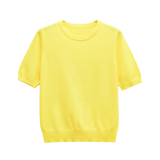 Margot | Crew Neck Short Sleeve Top Yellow