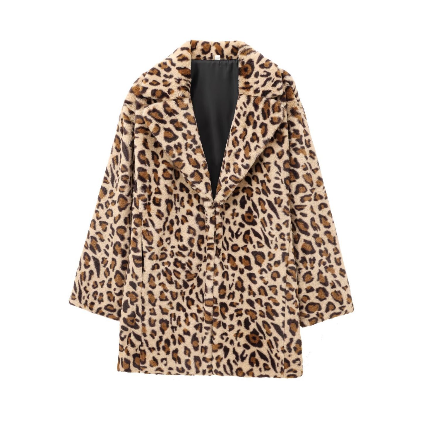 Orla | Elegant Leopard Print Faux Fur Coat Brown