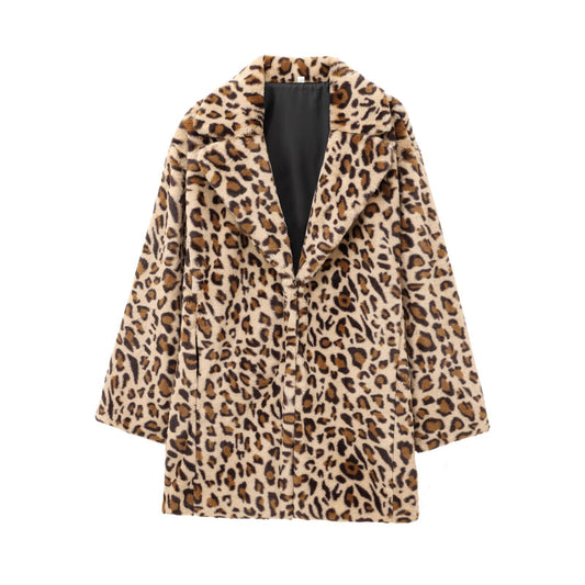 Margot | Leopard Print Faux Fur Coat Brown Oversized