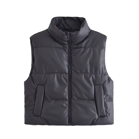 Ayla | Winter Puffer Jacket Grey Sleeveless Padded Zip Gilet