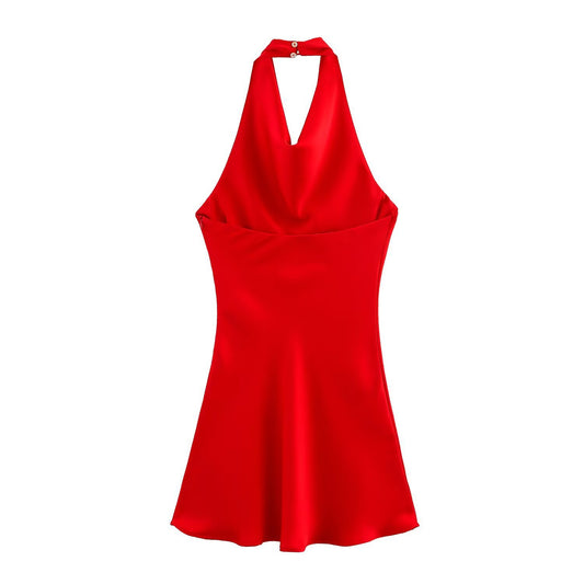 Nell | Elegant Satin Halter Neck Mini Dress