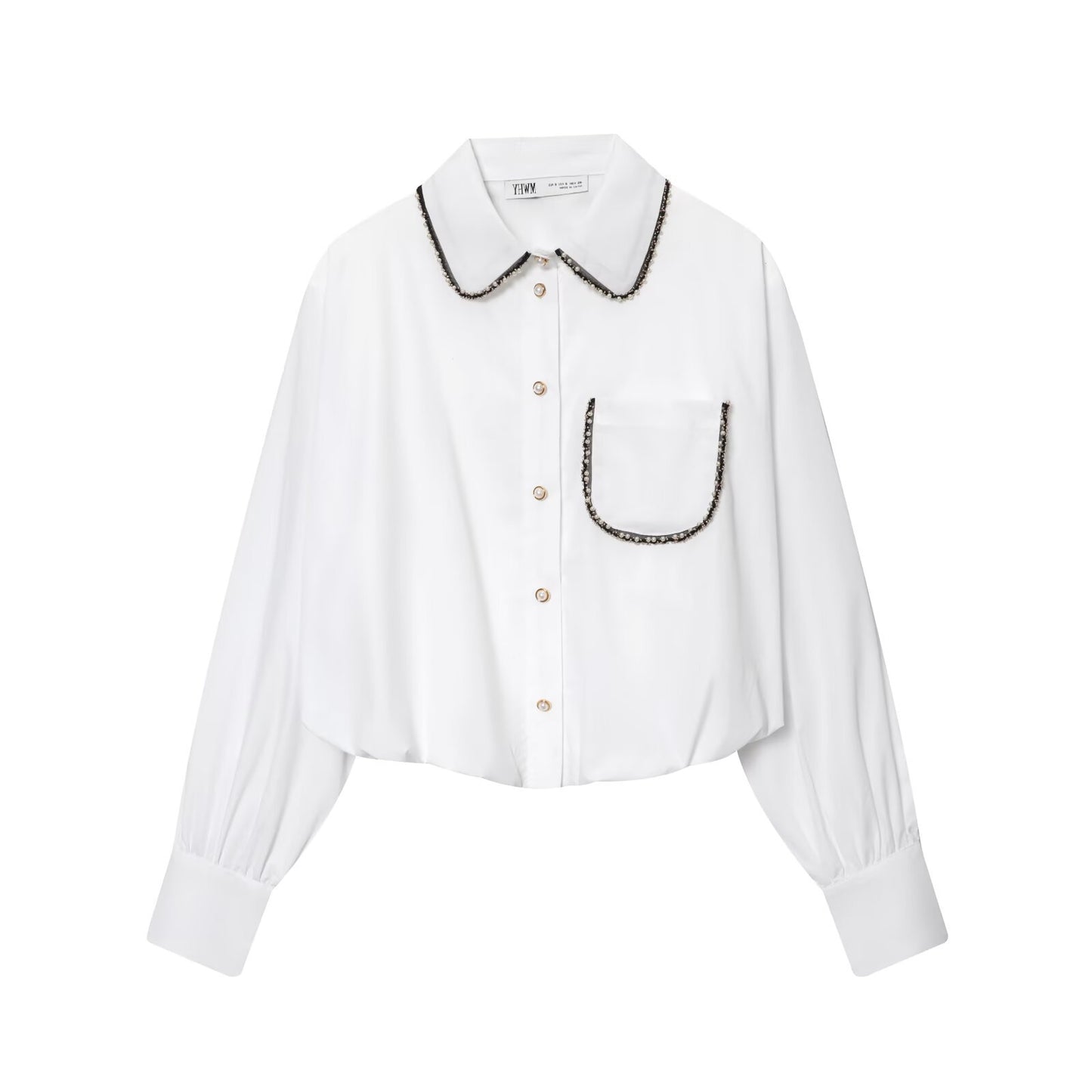 Lela | Smart Casual White Shirt Contrast Trim