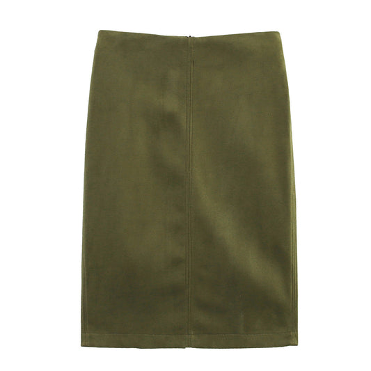 Ivy | Suede Pencil Skirt Green Midi Bodycon