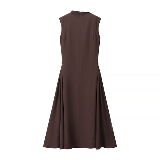 Alma | Brown Sleeveless High Neck Maxi Dress