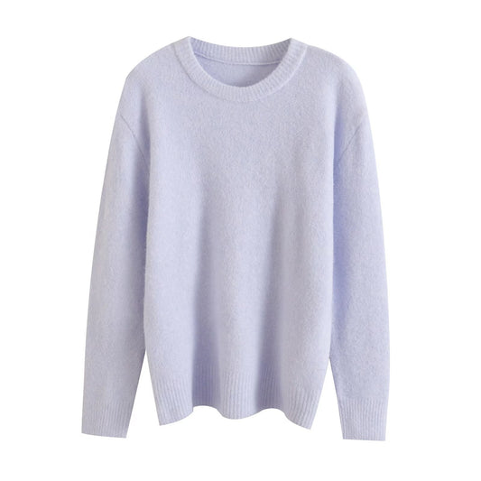 Thea | Crew Neck Knit Sweater Gray Long Sleeve