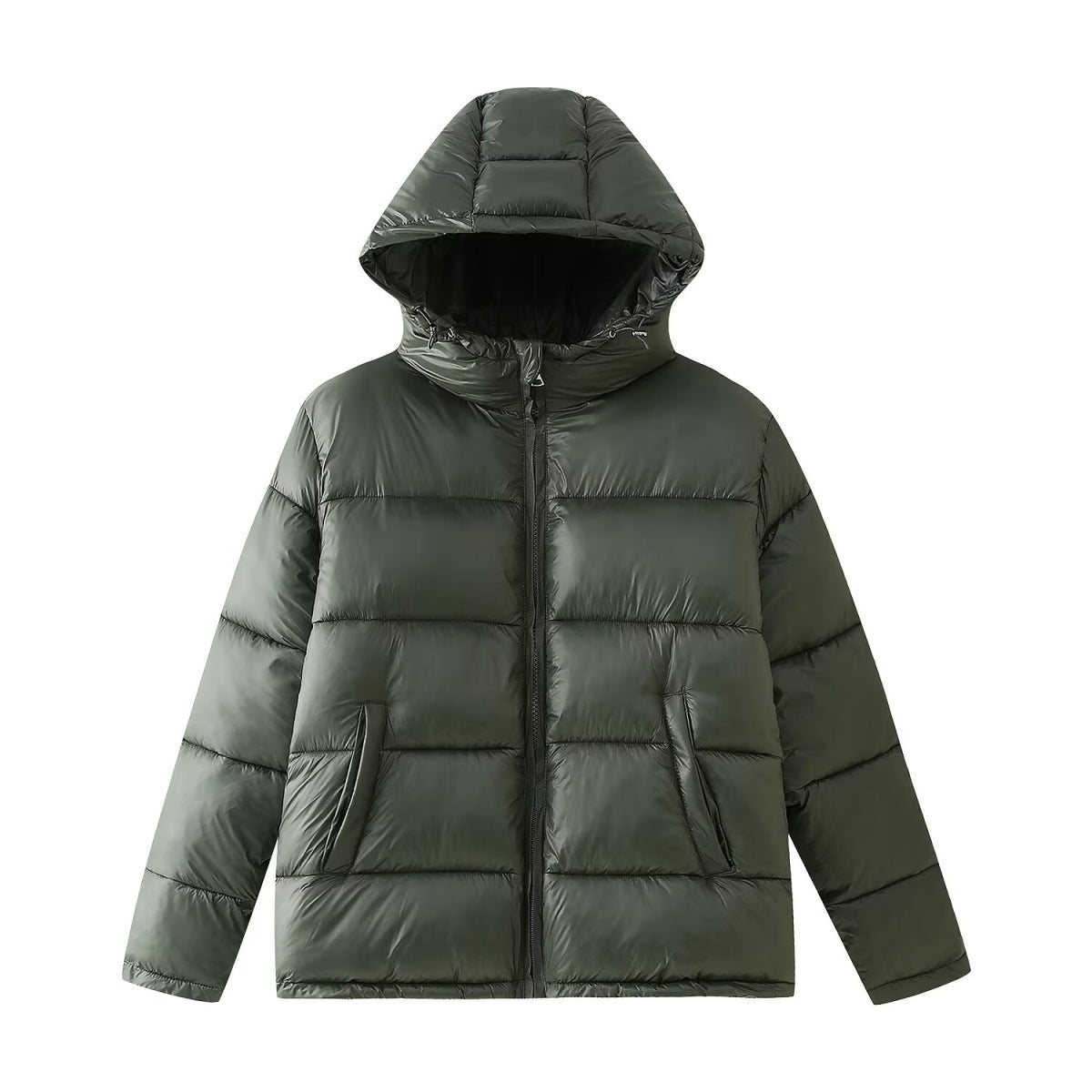 Noa | Puffer Jacket Black Hooded Quilted Cropped Zip Up