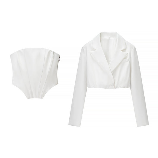 Florence | Yellow Corset & Cropped Blazer Set