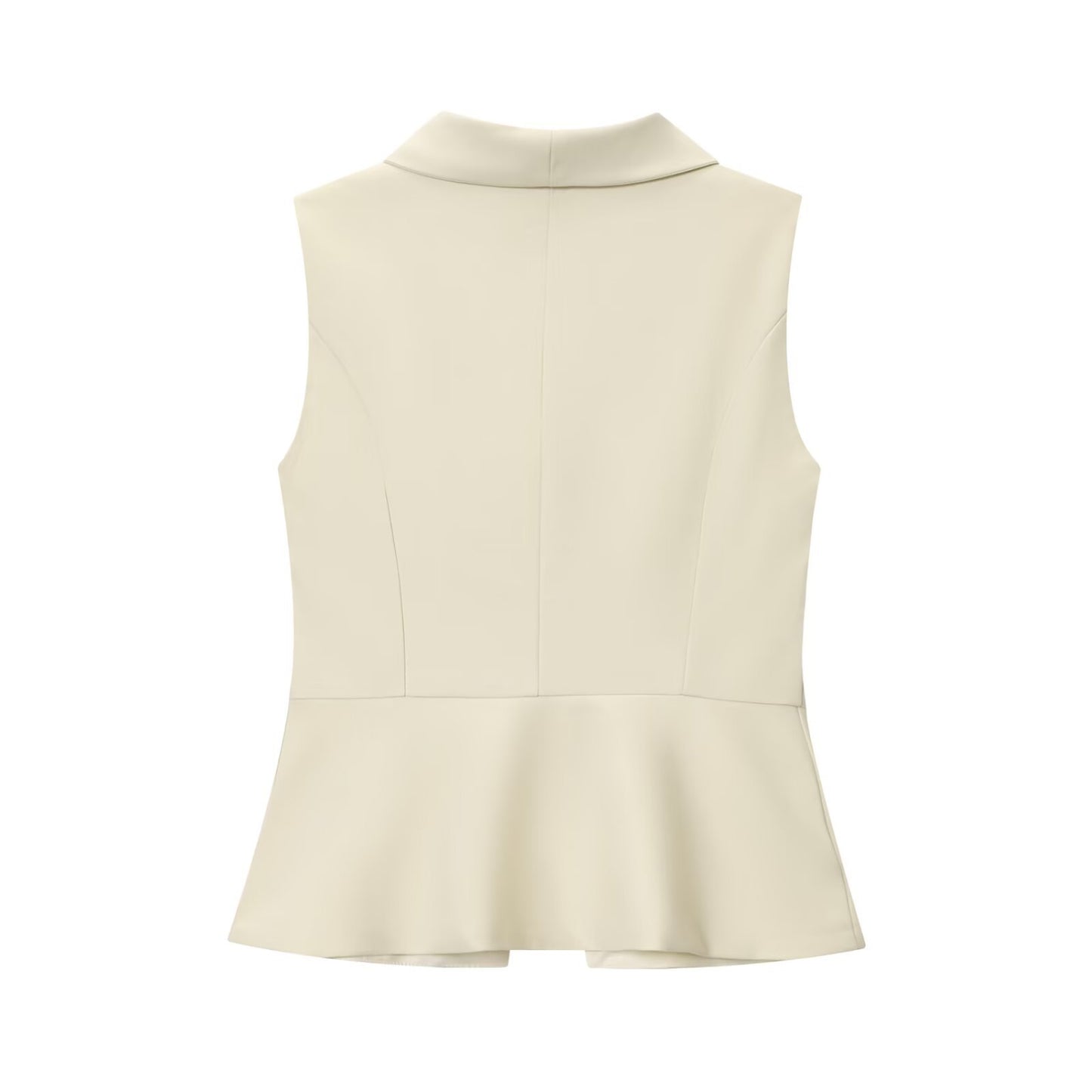 Thea | Smart Casual Sleeveless Blazer Cream Button Front Fitted