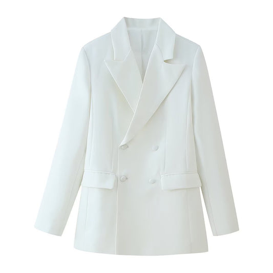 Sable | Elegant Double Breasted Blazer White