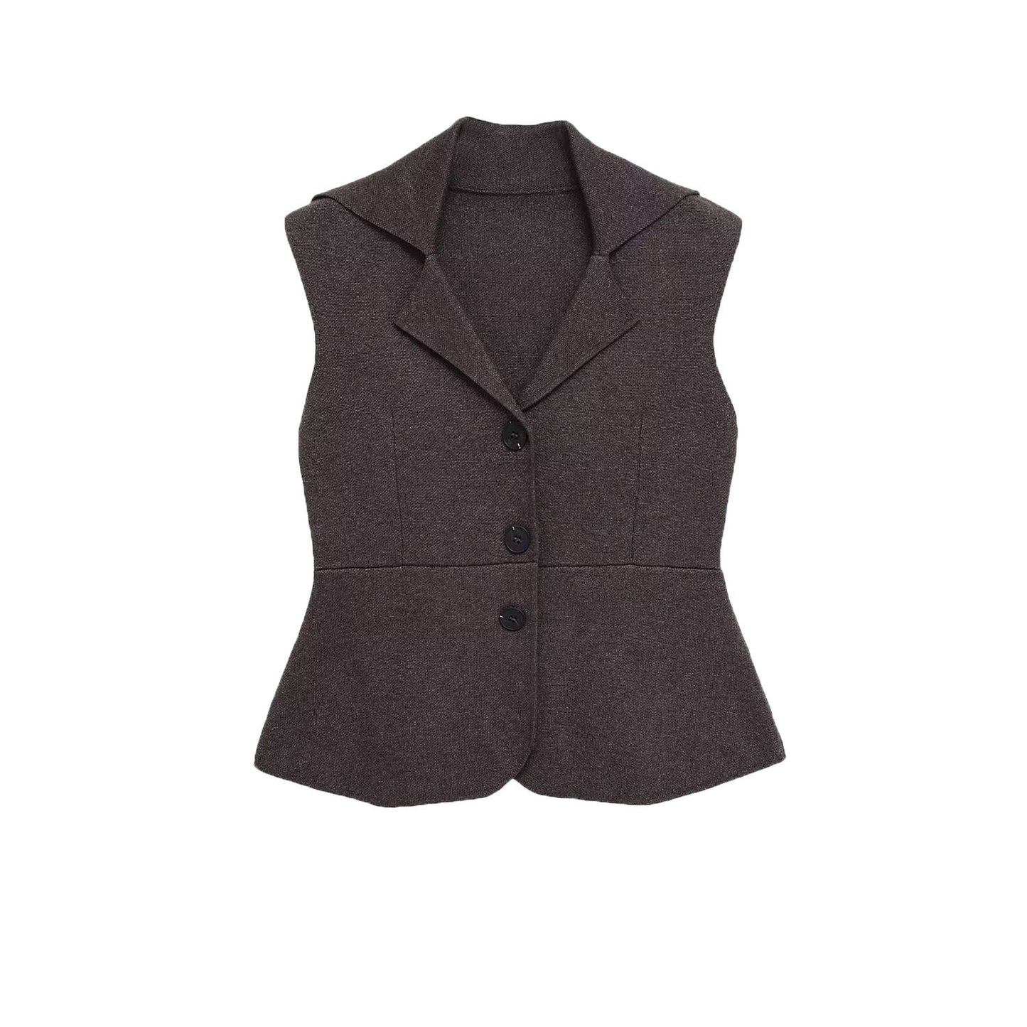 Maren | Smart Casual Sleeveless Cardigan Brown Tailored Fitted