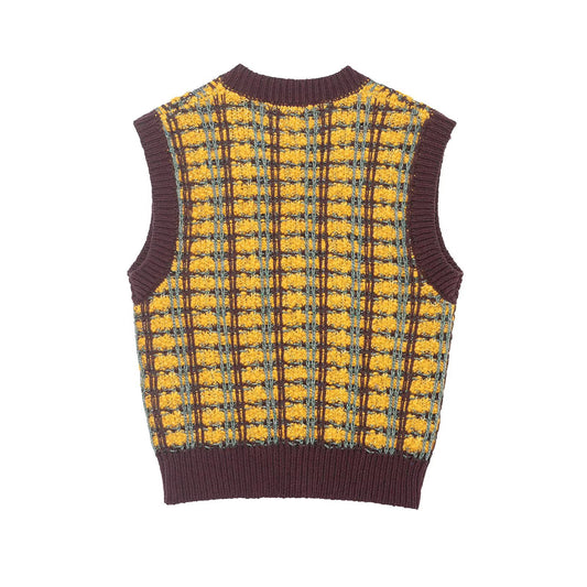 Thea | Preppy Check Sweater Vest Yellow Purple V Neck