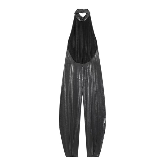 Nola | Elegant Halter Jumpsuit Black Metallic