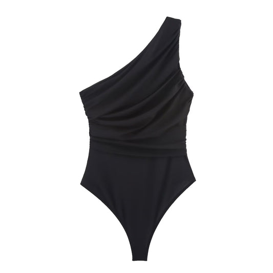 Elise | One Shoulder Ruched Top Brown