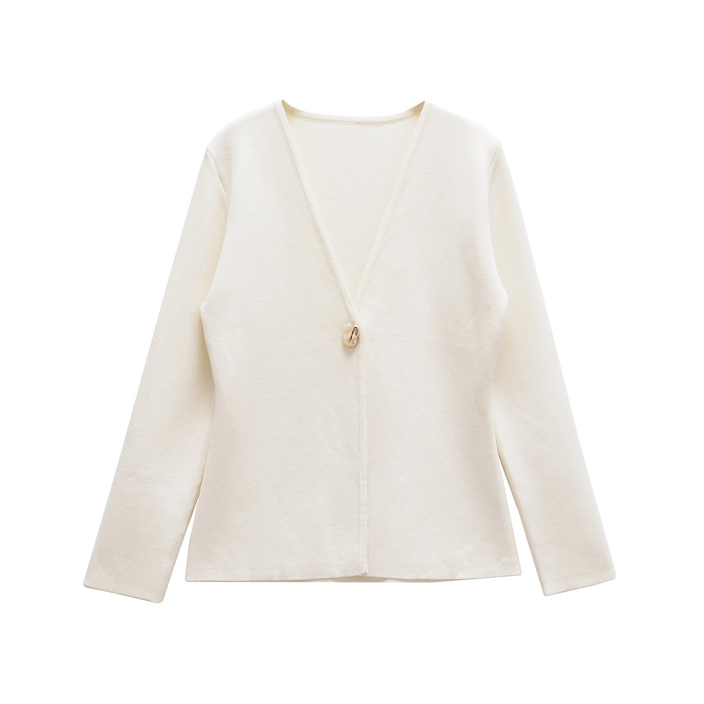 Margot | V Neck Cardigan Cream Long Sleeve Button Up