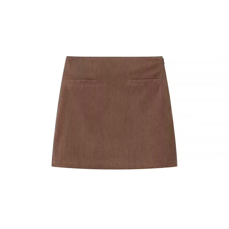 Briar | Autumn Mini Skirt Brown Corduroy Tailored