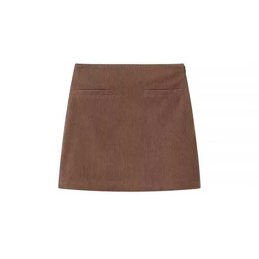 Briar | Autumn Mini Skirt Brown Corduroy Tailored