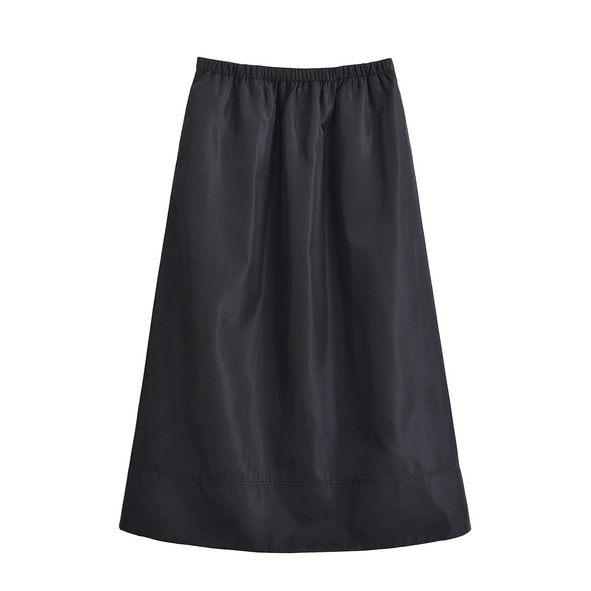 Faye | A Line Midi Skirt Black Elastic Waist