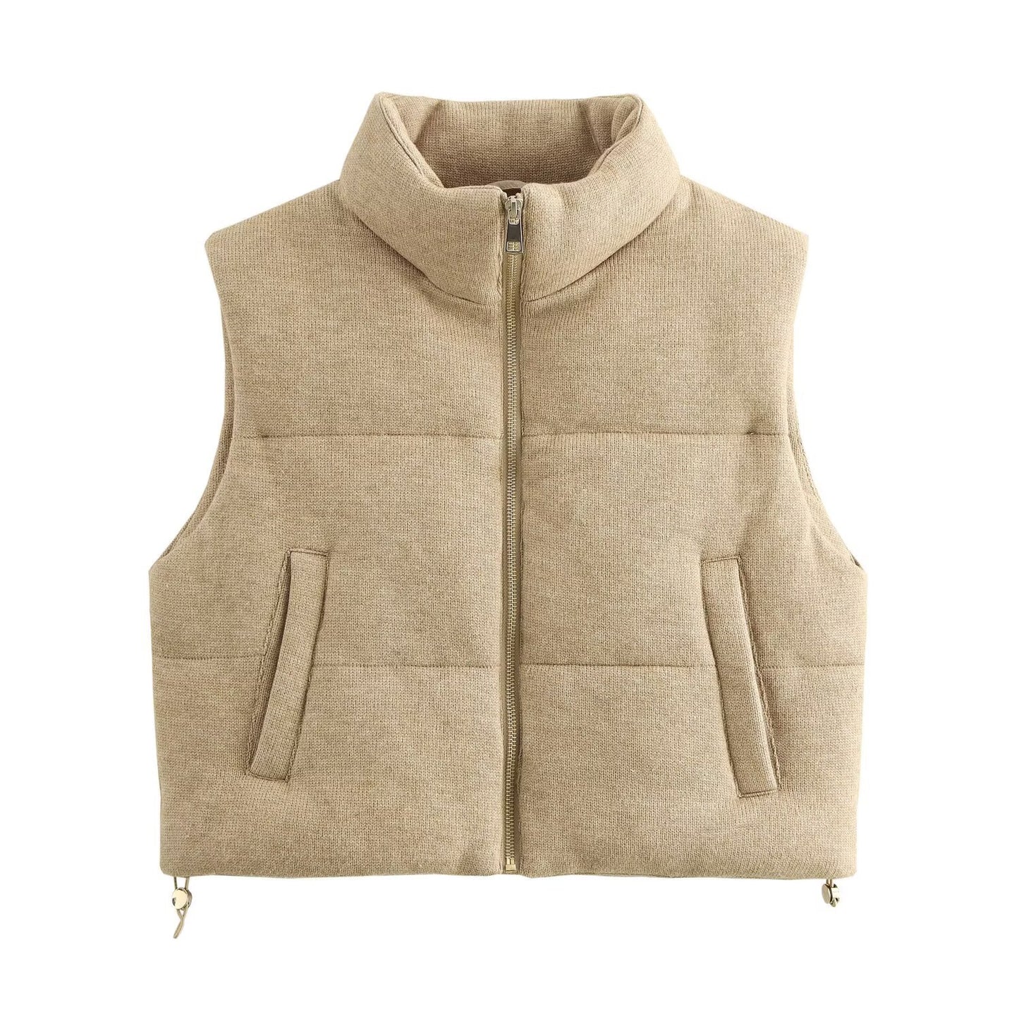 Bea | Padded Gilet Beige Sleeveless Quilted Puffer Vest