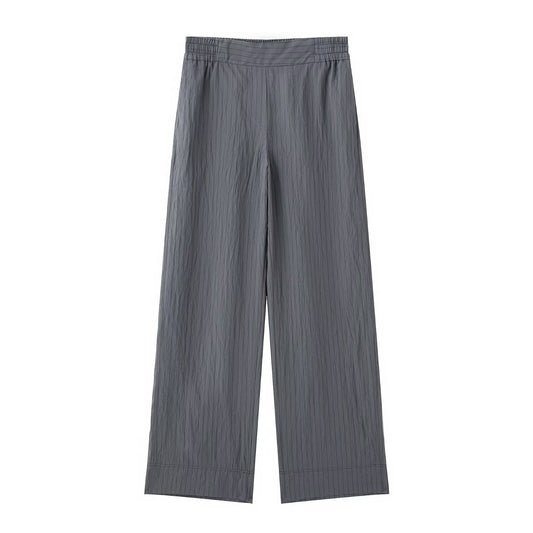 Briar | Casual Pleated Wide Leg Trousers Cream Striped