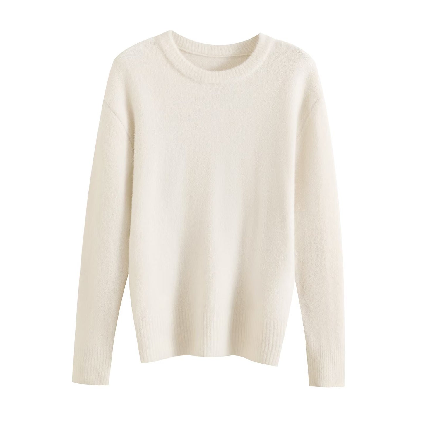 Camille | Winter Knitted Top Grey Long Sleeve Crew Neck