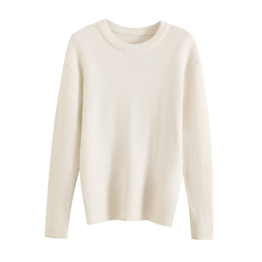 Thea | Crew Neck Knit Sweater Gray Long Sleeve