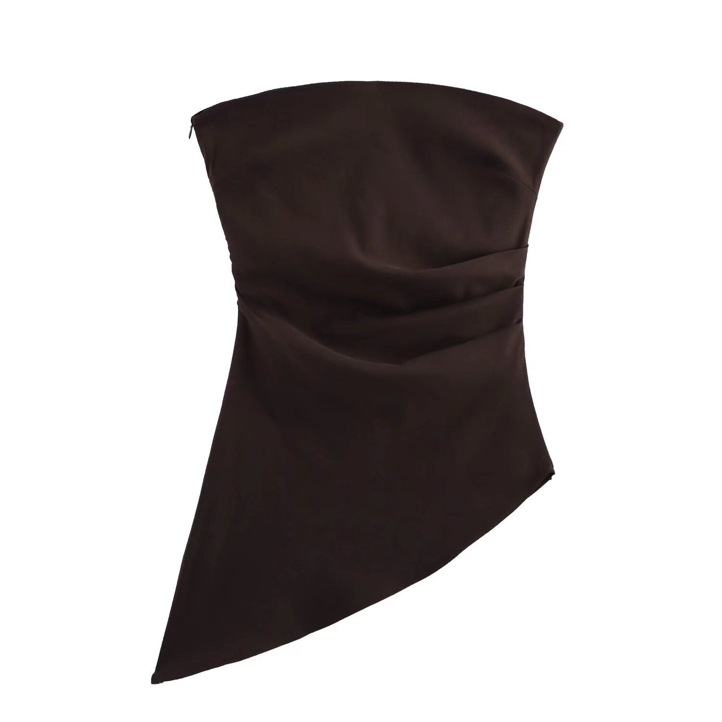 Cora | Strapless Asymmetric Top Black Ruched