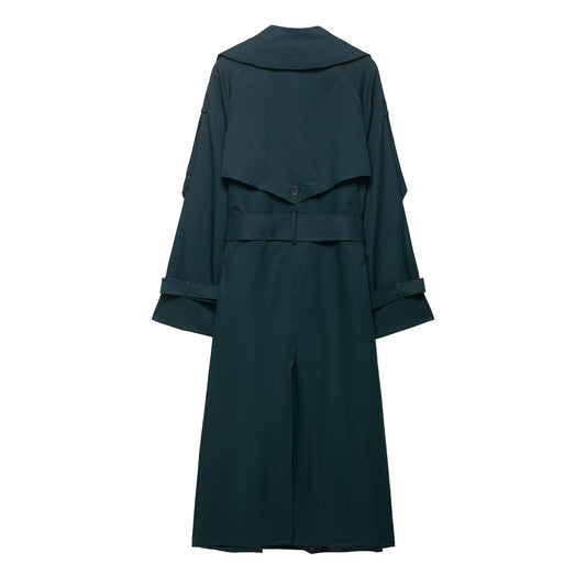 Elise | Smart Casual Belted Trench Coat Green Long